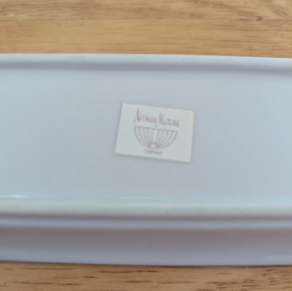Neiman Marcus Floral Ceramic Vanity Tray - White and Purple Pansy